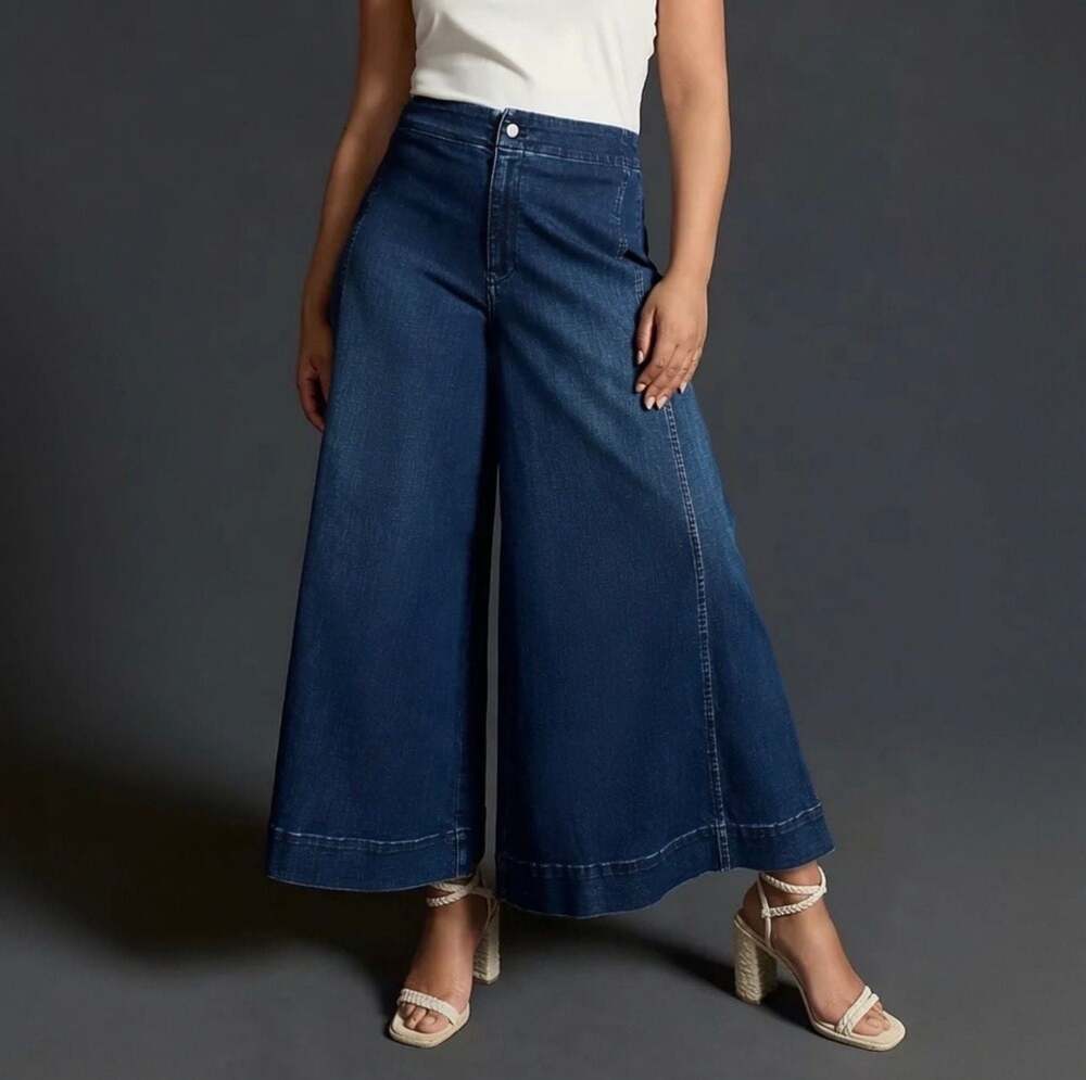 Anthropologie Maeve Palazzo Cropped Ultra Wide Jeans 27